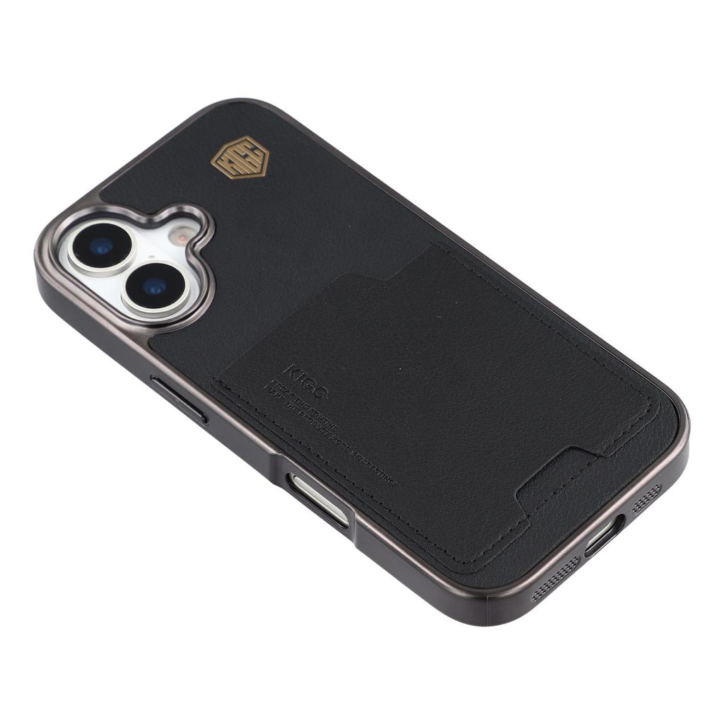 KIGC For iPhone 17 Case Leather + PC + TPU Electroplating Phone Cover with Card Holder