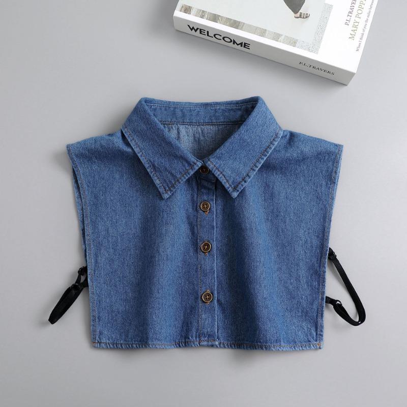 Fake Denim Shirt Collar Detachable Piont Dickey Collar Lapel Peaked Women Decor Jeans Work Blouse False Stand Collar For Girls