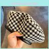 Beret Classic Houndstooth Womens Flat Top Hat In Black Summer Edition