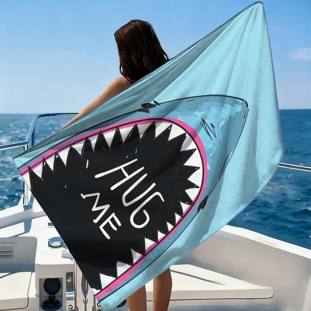 Cartoon Shark'S Mouth Beach Towel Quick-Drying Towel Suitable For Seaside Pool Camping Vacation Yoga For Family Friends Children