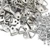 ESJNNK Triangular Hanging Hooks, Set of 100, for Picture Hanging, Bill Hooks, Small Hooks, with Wood Screws and Box (Silver)