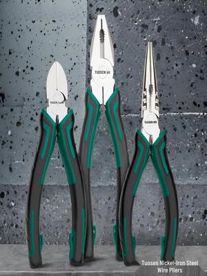Tuosen Multi-Functional Nickel-Iron Pliers: 6-inch & 8-inch Angled Jaw Wire Cutters for Electricians