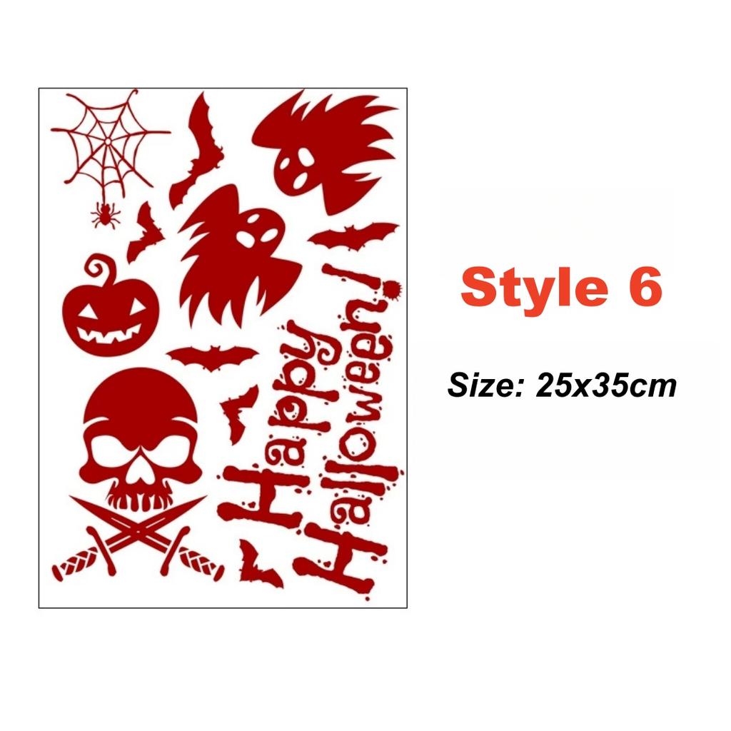 Halloween Wall Doors Windows Stickers Blood Handprint Footprint Skull Pattern Halloween Party Scene Decor Supplies Horror Props