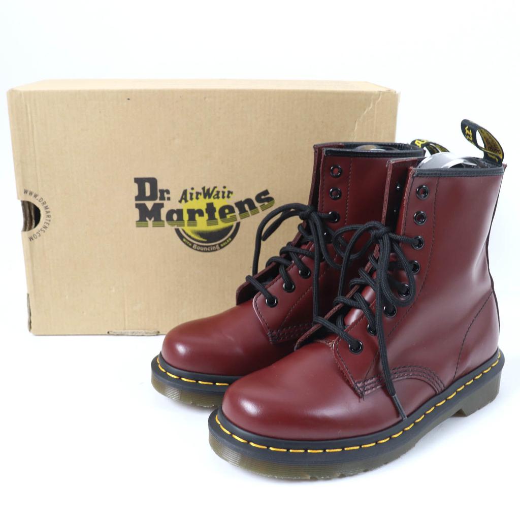 Excellent Dr.Martens Boots SMOOTH 1460 8 Holes Cherry Red Leather Women Used