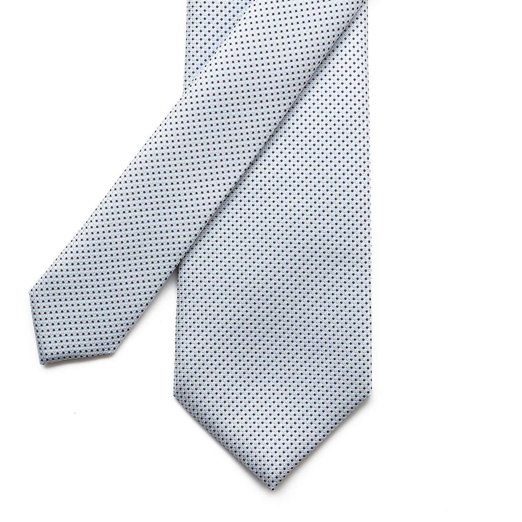 [Michiko London] Brand Necktie, Made In Japan, Silk, Jacquard Weave, Woven Pattern, Pin Dot (Pattern A: Gray)