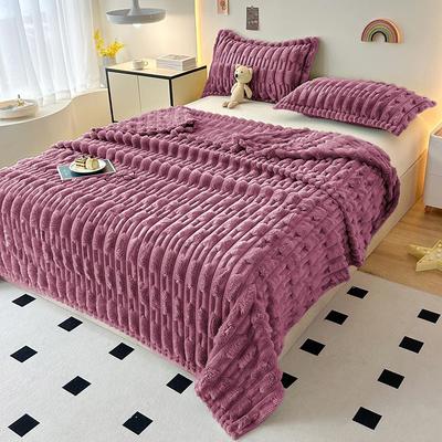 Modern And Simple Rabbit Fur Blanket Four Season Universal Solid Color Thickened Multifunctional Office Air Conditioning Blanket