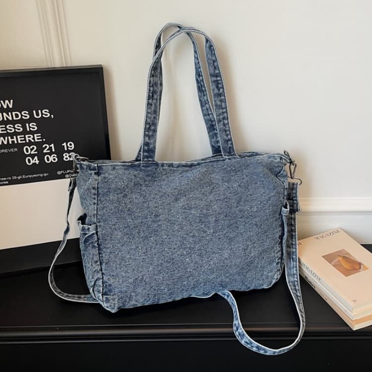 Gewaschene Denim-Tragetasche mit mehreren Taschen Damen-Umhängetasche