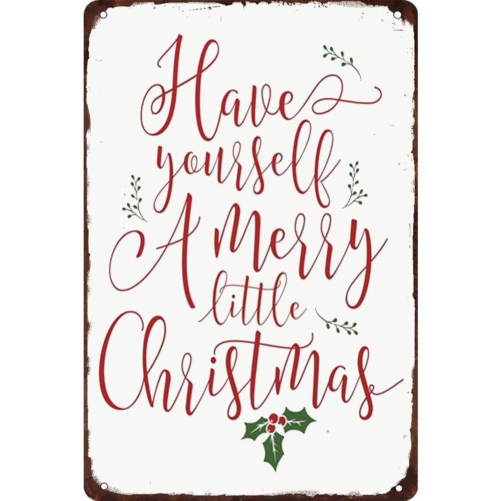 Metal Tin Sign Watercolor Christmas Tree Retro Wall Decor 20x30cm