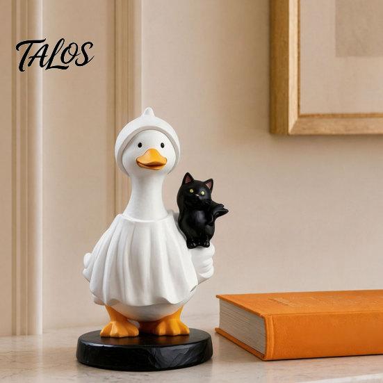 Talos Halloween Gås Figur, Heks Hat Harpiks Ornament, Sød Spøgelse Statue til Bordplade Kaminhylde Feriedekoration