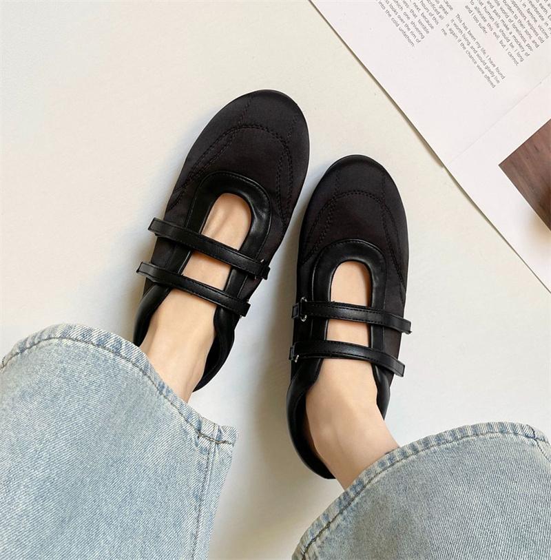 Fashion IPPEUM Red Ballet Flats Shoes Round Toe PU Leather Mary Janes Ballerina Sneaker Shoes