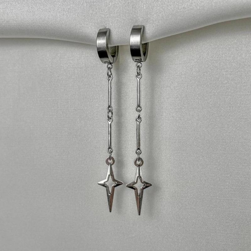 Jun'an Gothic Punk Minimalist Silver Star Earrings