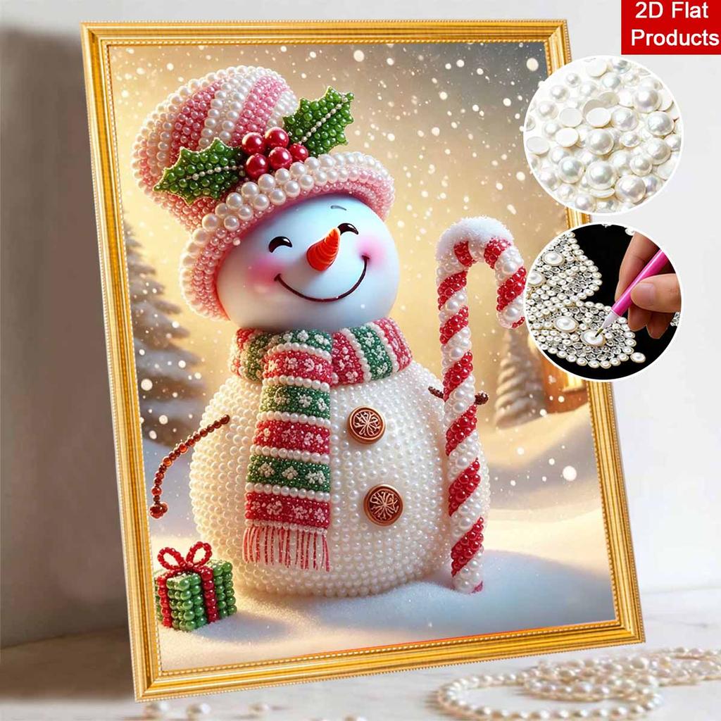 Christmas Snowman Candy Cane Pearl Painting Art Painting Kit Handmade DIY Home Decoration Painting
