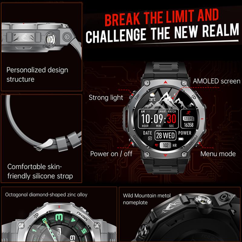 NEW For T-Rex3 Smart Watch Men 10ATM IPX8 Waterproof Smart Watches Compass Altimeter Barometric 1.43'' AMOLED Bracelet