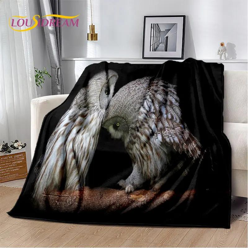 Roztomilá sova 3D kreslená měkká plyšová deka, flanelová deka přehoz do obývacího pokoje ložnice postele pohovky piknikový potah Deka pro děti