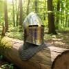 Handmade Medieval Bascinet Barbuta Helmet, Steel Knight Helmet with Chainmail Aventail LARP, Reenactment Gift