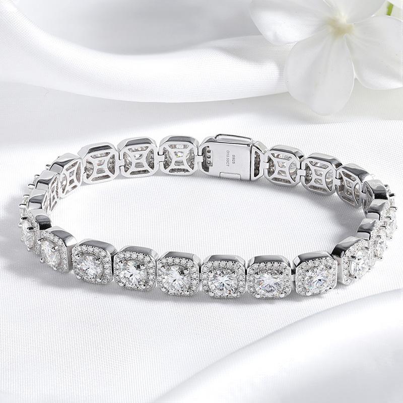 Smyoue 4/5/6.5mm Full Diamond 100% Real Moissanite Bracelets for Men Women Classic Luxury Bangles Pure 925  Silver Chain