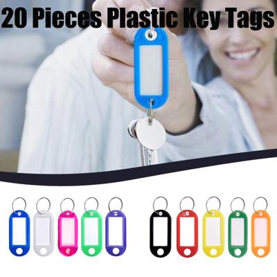 20 Pieces Plastic Key Tags Assorted Key Rings ID Tags Name Card Label