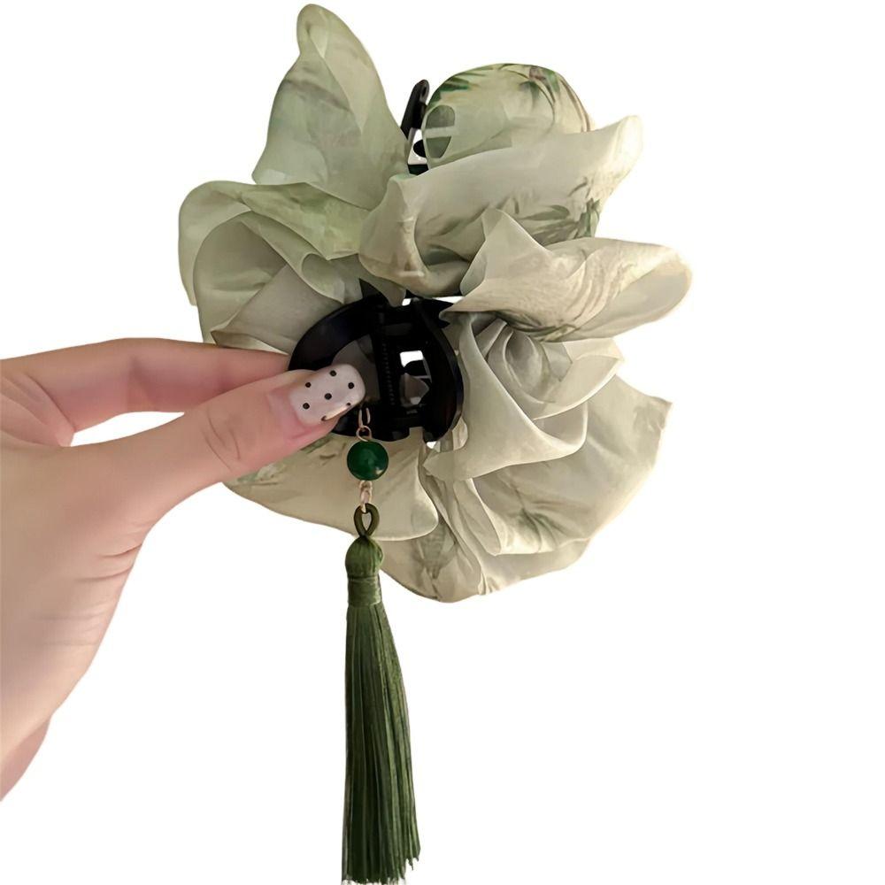 Tassel Cloud Mesh Ponytail Shark Clip New Chinese Style Ponytail Claw Clip  for Women