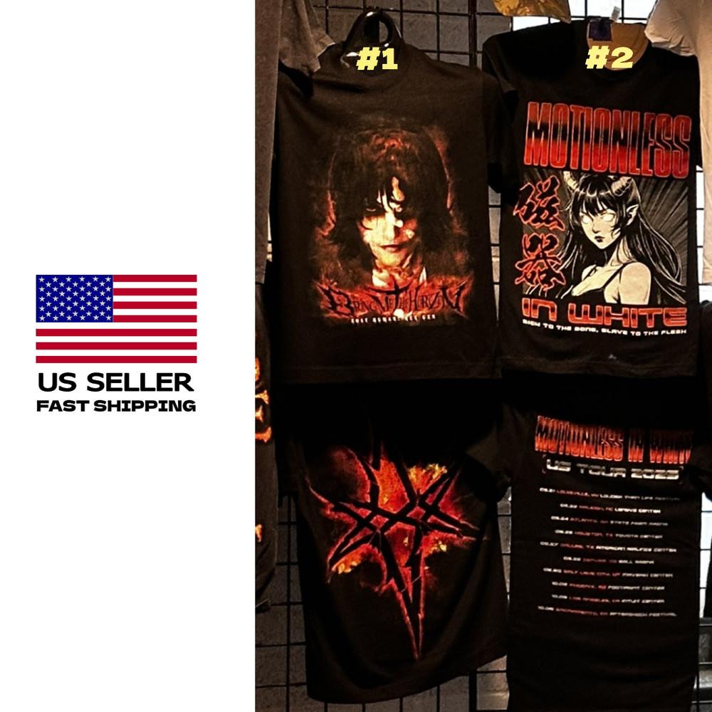 ГОРЯЧИЙ!!! Motionless In White US Tour 2025 Футболка Футболка группы Металкор Унисекс Футболка XL