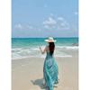Thai Style Halter Neck Suspender Dress with Female Sexy Backless Seaside Travel Vacation Photo Long Skirt Temperament Beach Skirt Summer