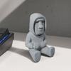baizihuahu 3D Printed Moai Statue Ornament, Mini Compact Easter Island Stone Figurine Desktop Decor, Modern Hoodie Figurine, Sitting Sculpture