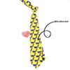 Matte Polyester Screen Printed Yellow Duck Pattern Long Tie for Men and Women