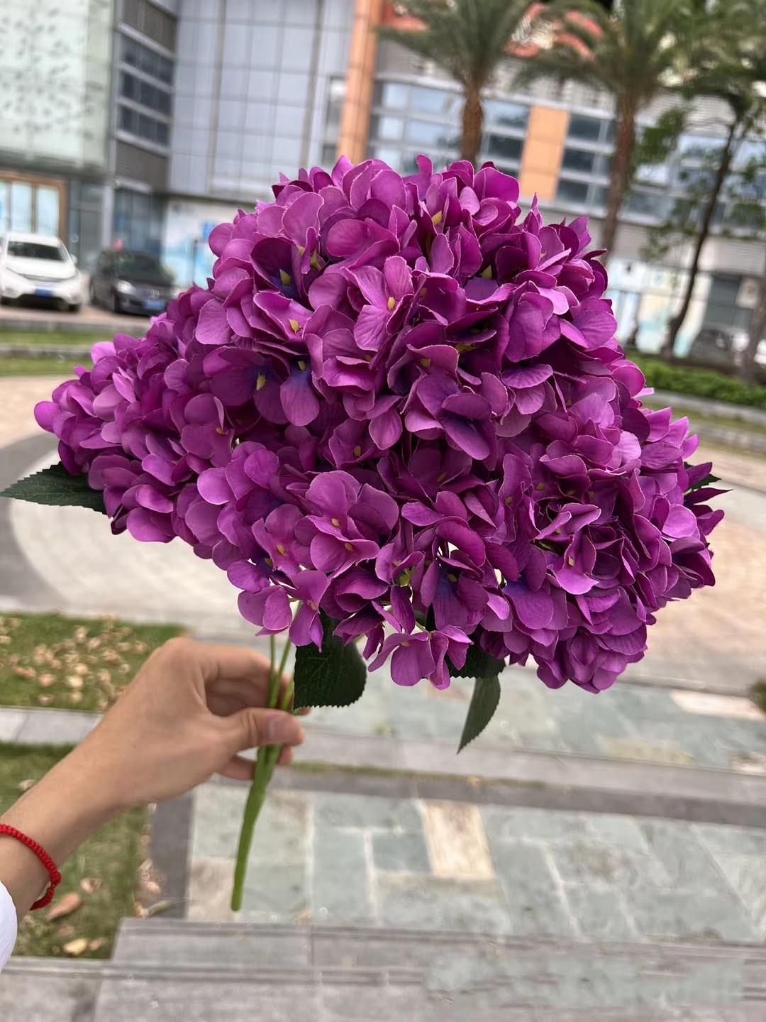 

5 Heads Large Size White Pink Hydrangea Artificial Flowers Silk DIY Wedding Bridal Bouquet Fake Flowers Party Home Decoration 1pcs фіолетовий