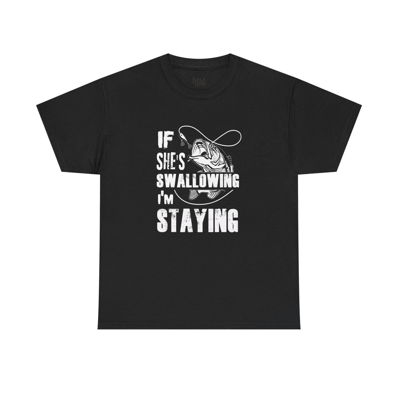 If Shes Swallowing Im Staying tee | Fishing Hook Cowboy Skull graphic S