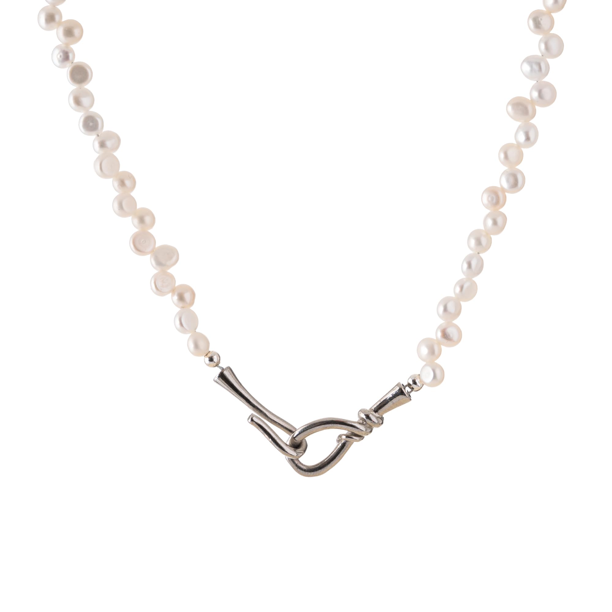 [Zynzonis] Freshwater Pearl Necklace for Women, Small Pearl Choker, 40–42cm, Silver Clasp, Nickel-Free, Layering, Gift