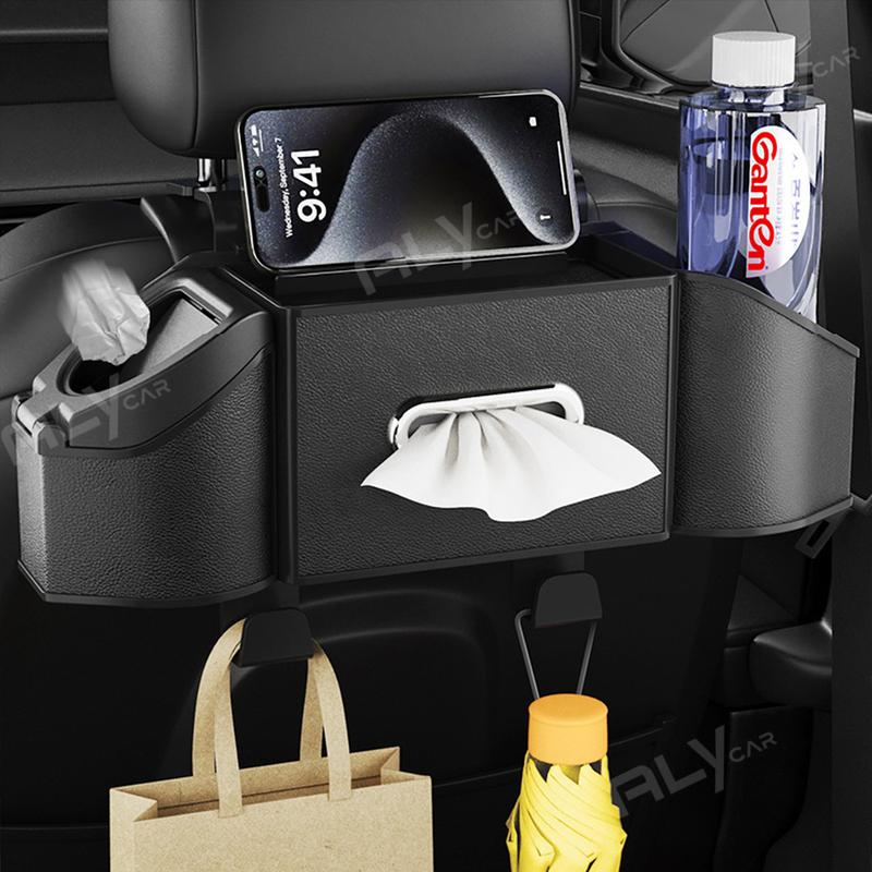 Universal Car Seat Back Storage Box Multi-Functional Vehicle Mounted Tissue Box Rear Seat Storage Cup Holder Hook Car Accessorie