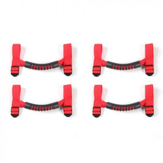 4pcs Red Top Roll Bar Grab Handles Grip Wide Canvas Handle fit for Jeep Wrangler