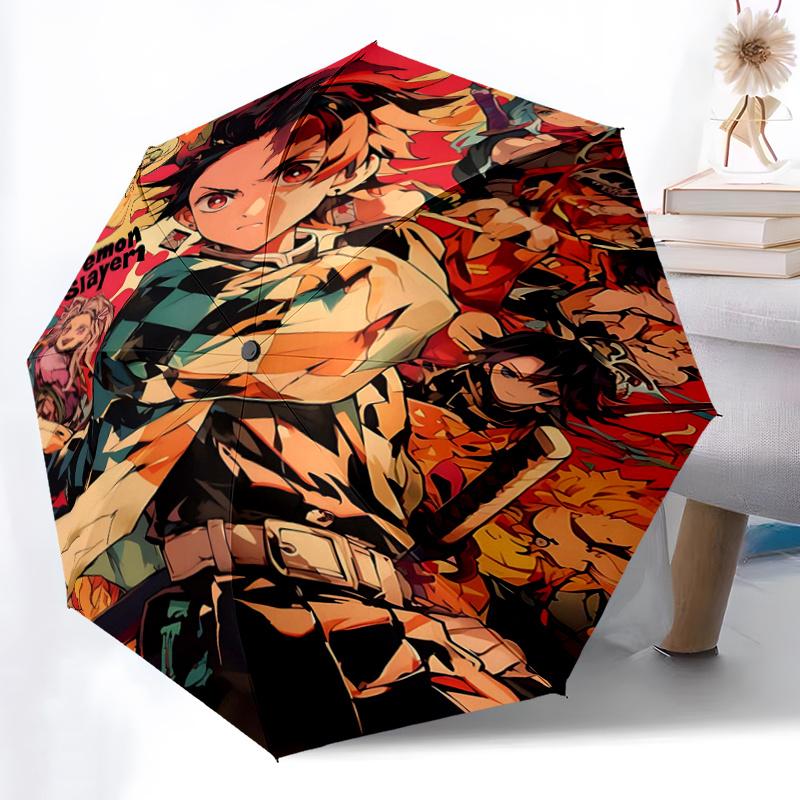 1pc Demon Slayer Character Automatic Opening and Closing Folding - A Good Choice for Gifts, Fashionable and Convenient Umbrella With Cute Cartoon