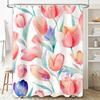 Watercolor Tulip Shower Curtain Decor for Bathroom Soft Fabric with Hooks Included in Multiple Colors