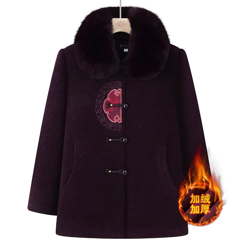 

Wife winter woolen coat new autumn and winter top plush warm clothes 6XL [Recommended 160-82.5kg] темно-фиолетового