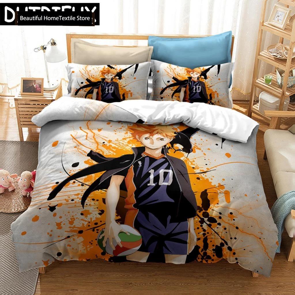 Haikyuu!! Sängklädesset 3D Anime Polyester Örngott Påslakan Queen King För Pojkar Gåva Volleyboll Anime Påslakanset