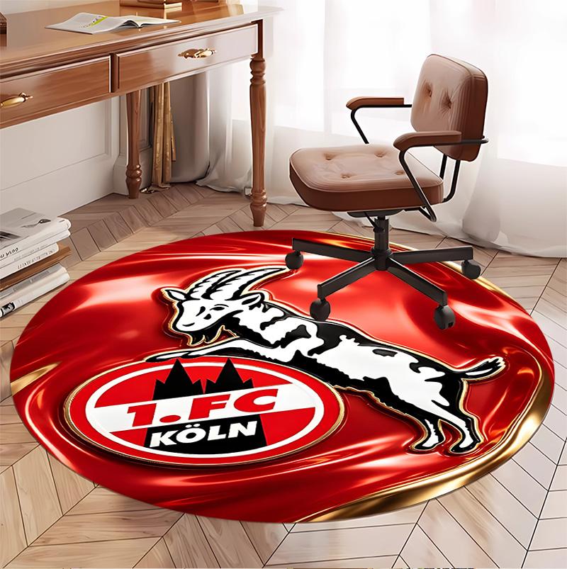 FC Köln Muster Runder Teppich, Innen-/Außenmatte, für Picknick, Spielzimmer, Schlafzimmer, Büro, Wohnzimmer, Heimdeko Teppich, Geburtstagsgeschenk