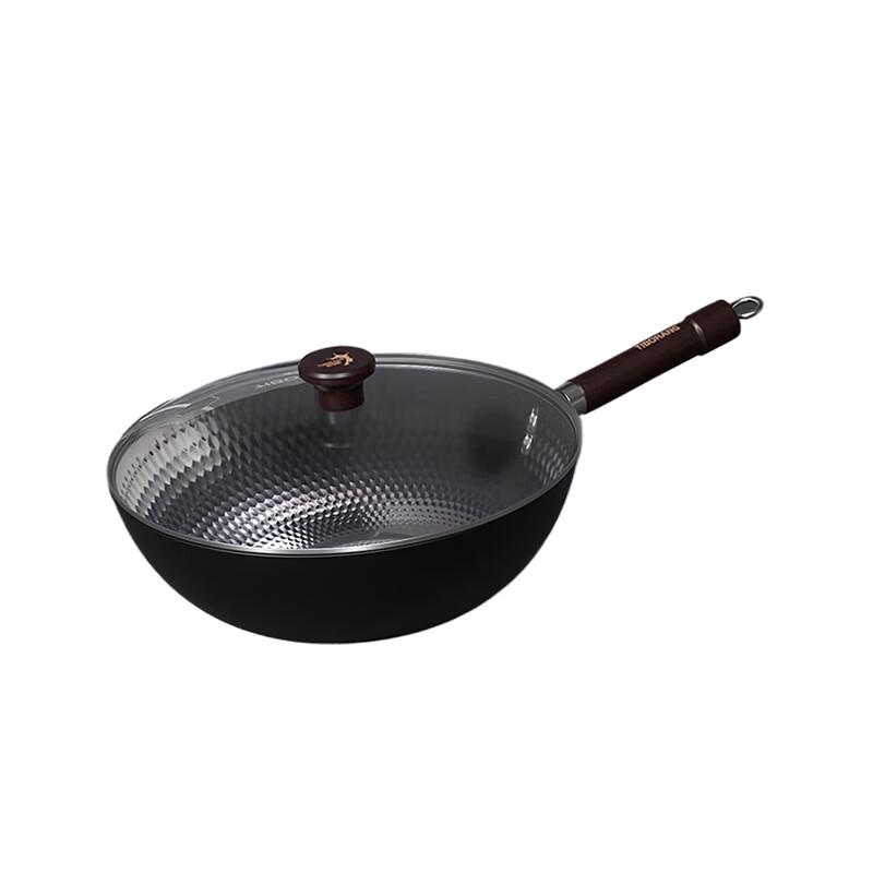 TIBORANG 32cm Non-Stick Rust-Resistant Cast Iron Wok