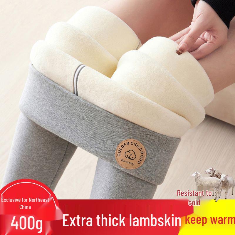 

Women s Plus Velvet Thick Warm Pants - Lamb Fleece, Large Size, High-Waist Ribbed, Perfect for Northern Autumn/Winter as Outerwear or Base Layer. 2XL