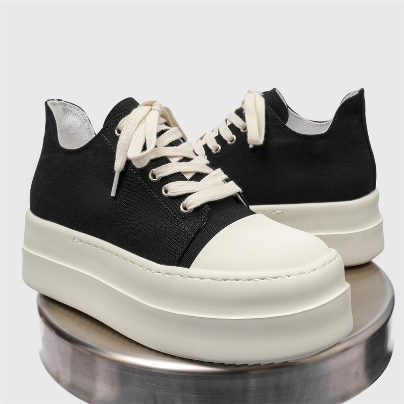 FDCP American retro thick baseplate shoes black muffin shoes simple canvas shoes big head heightening derby shoes G037-J