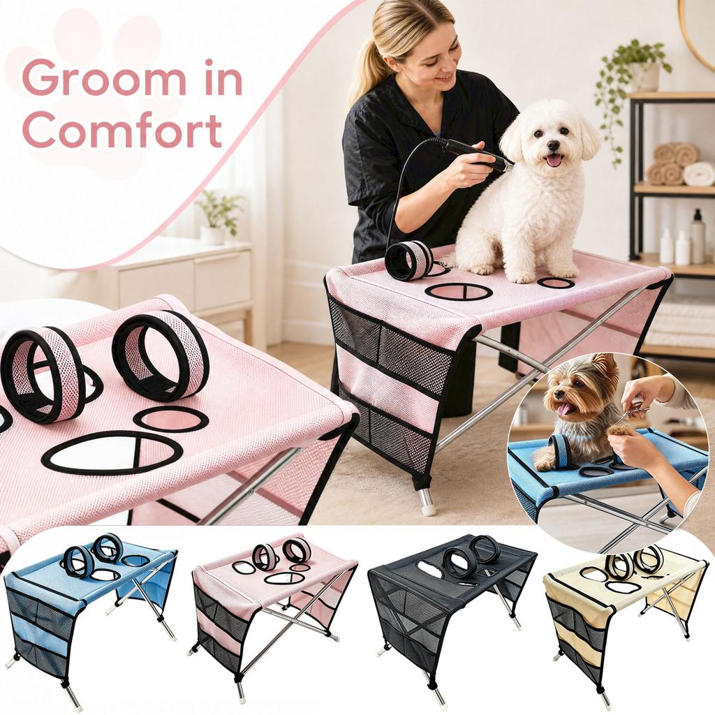 Small Dog Grooming with Detachable Stainless, Scratch and Pet Bed