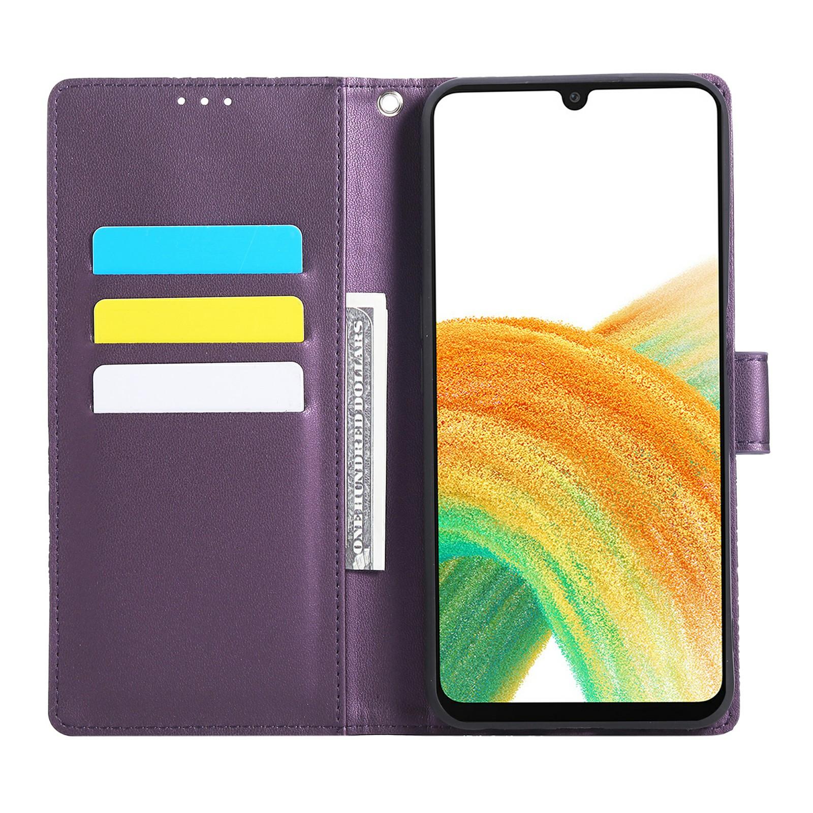 

For Samsung Galaxy A23 5G (Global Version)/A23 4G Case Rose Flower PU Leather Wallet Phone Cover with 3 Card Slots Light Purple