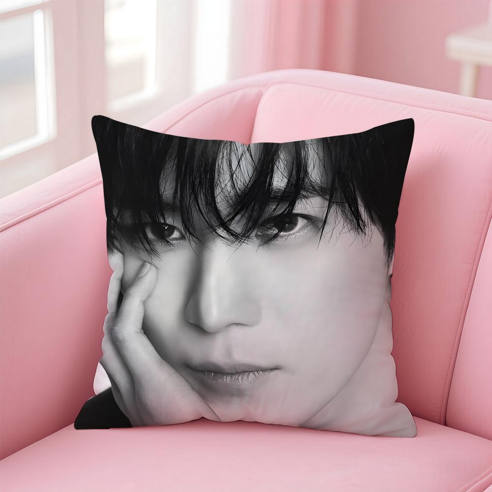 Hot Handsome Korean Actor KKim Youngdae Cushion Cover Pillowcase Short Plush Invisible Zipper Room Sofa Cushion Cover