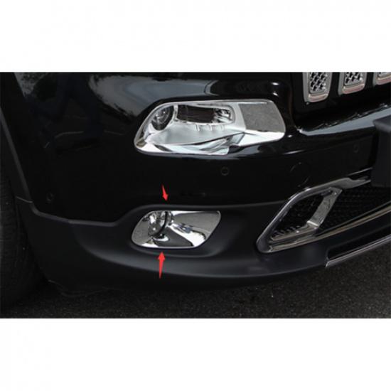 For 2014-2018 Jeep Cherokee Chrome Front Bumper Fog Light Frame Cover Trim decor | Polished Chrome | 1 Year Manufacturer Warranty | Adhesive | China
