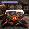 Juego de Cama de 3 Piezas con Patrón del Manchester United Suave Microfibra Funda Nórdica con Fundas de Almohada para Dormitorio