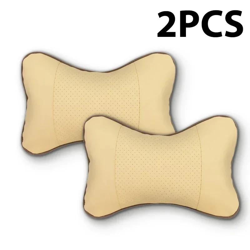 2 Stück Autositz Kopfstütze Universal PU Leder Auto Innenraum Kopfstützkissen Schulterschutz Reise Nackenstütze Weiches Kissen
