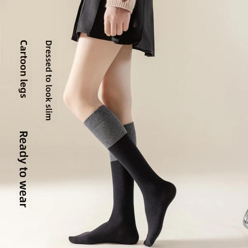 Damen Herbst-Oberschenkelstrümpfe Sind Trendige und Schlankmachende Beinstrümpfe. Winter Color-blocking Knielang Einfach und Lässig Baumwollsocken