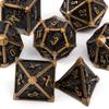 7 Pcs Black Yellow Skull Metal Dice Solid Metal Polyhedral Dice Set Suitable for Role-Playing RPG Board Game Card Game