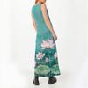 Women's Summer Casual Fashion Flower Printed Sleeveless Round Neck Pocket Dress