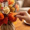 Artificial Pumpkin Floral Arrangement Tabletop Decoration with Burlap Base Fall Harvest Centerpiece for Home Office Seasonal Display