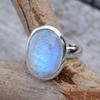 Vintage Silver Color Rings for Women Trendy Round Inlaid with Imitation Moonstone Personalized Creativity Party Rings Jewelry
